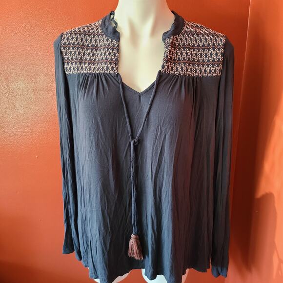 Knox Rose Dusty Blue Boho Top Large - Picture 1 of 6